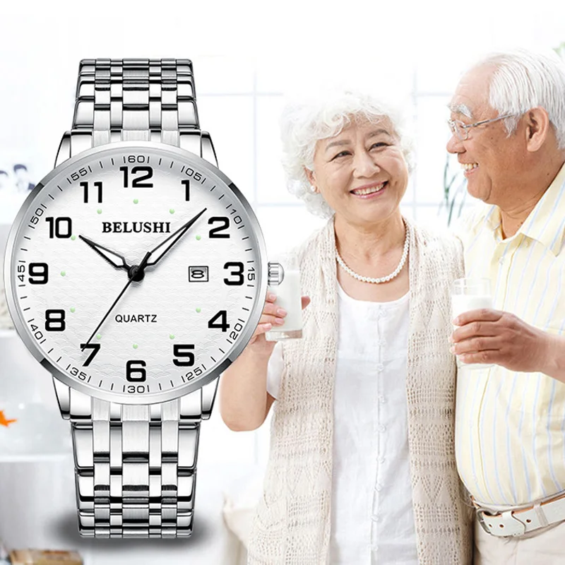 2021 Men's waterproof quartz watch big number dial luminous couple watches retro women clocks Gifts for parents Paired watches