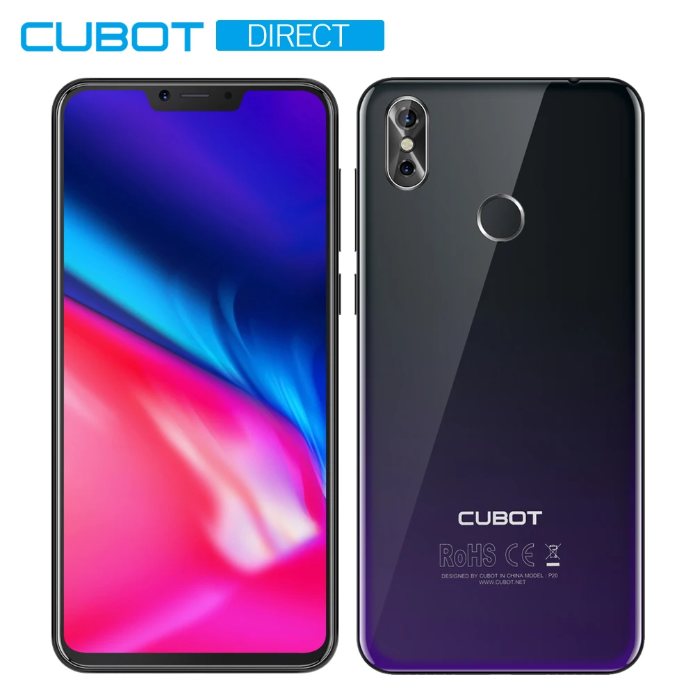 Cubot P20 задняя двойная камера 20MP 4000mAh 19:9 6,1" 2246*1080 FHD+ экран с зазубриной 4 Гб+ 64 ГБ Android 8,0 MT6750T Восьмиядерный 4G LTE