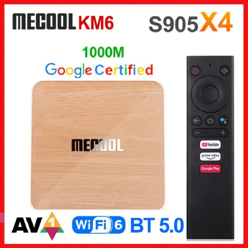 Mecool KM6 Deluxe ATV Android 10 Amlogic S905X4 TV 0 Google Сертифицированный двойной WiFi 6 1000M 4 Гб 64