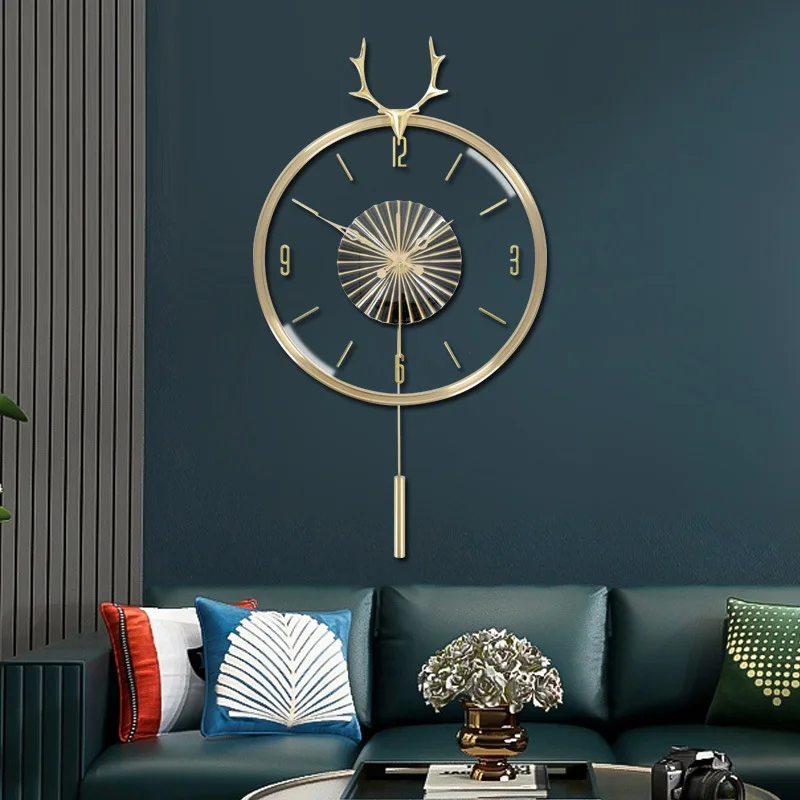 

Large Copper Creativity Mirror Wall Clock Modern Transparent Art Mute Wall Clock Metal Simple Reloj De Pared Home Decor EK50WC