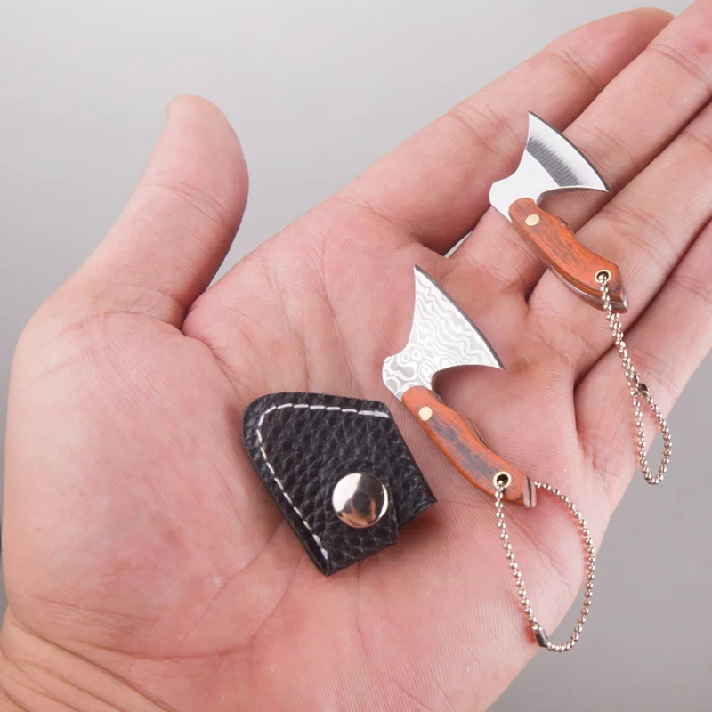 Pocket Creative Mini Hatchet Knife Portable Keychain Ax EDC Fixed Blade Wood Handle Kitchen Small Knives Decorating Rings | Инструменты
