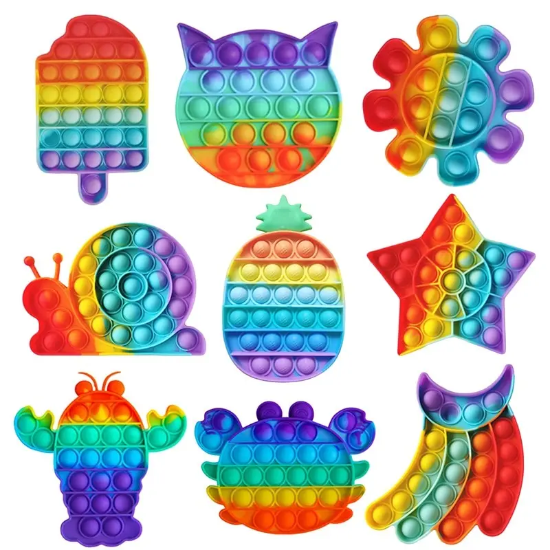 

Silicone Pineapple Fidget Reliver Stress Toys Rainbow Push Bubble Antistress Toys Sensory Toy To Relieve Autism Toys 2021