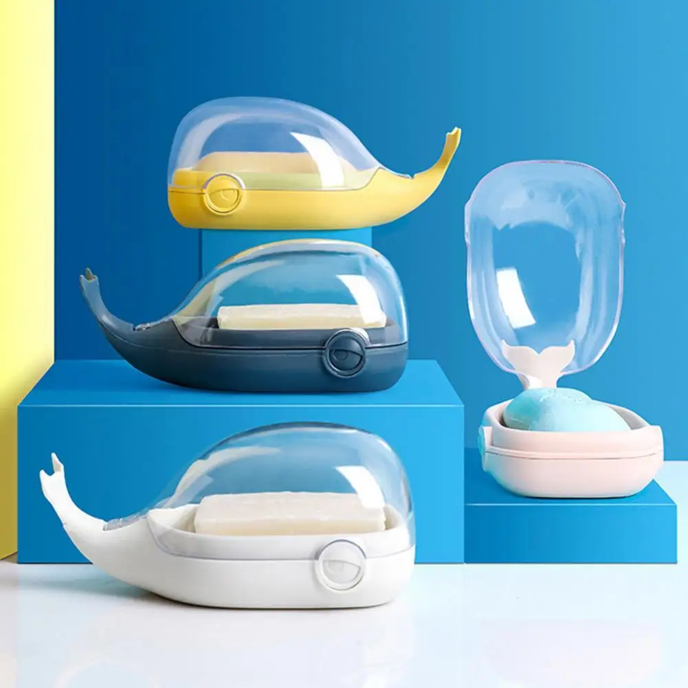 

Convenient Soap Dish Whale Shape 5 Colors Home Drainage Design Soap Box Soap Plate Soap Holder
