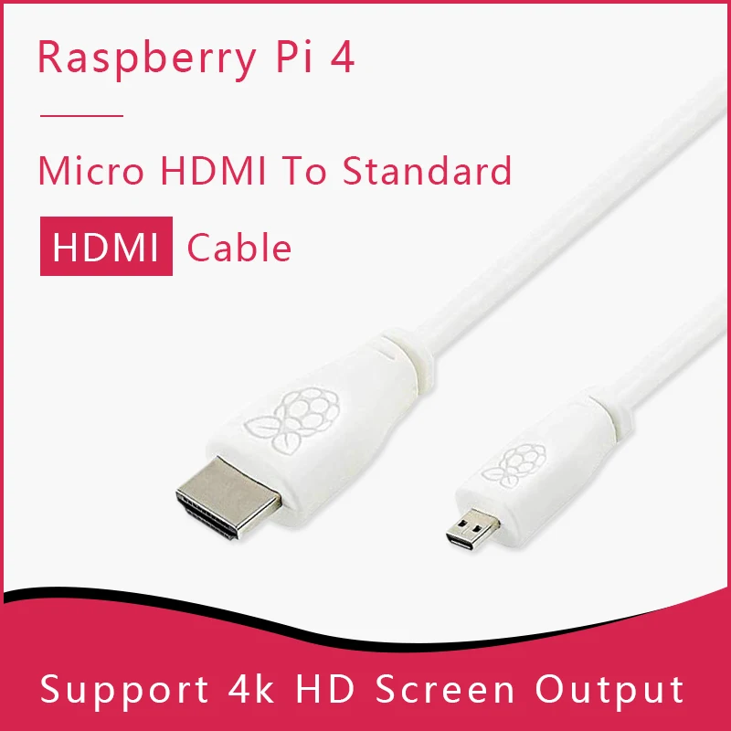 Официальный Raspberry Pi 4 Micro HDMI в Стандартный (A/M) 1 м и 2 кабель|Аксессуары для
