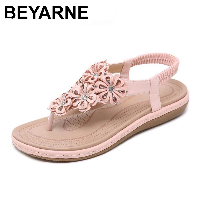 Сандалии женские кожаные на плоской подошве без застежки ручной