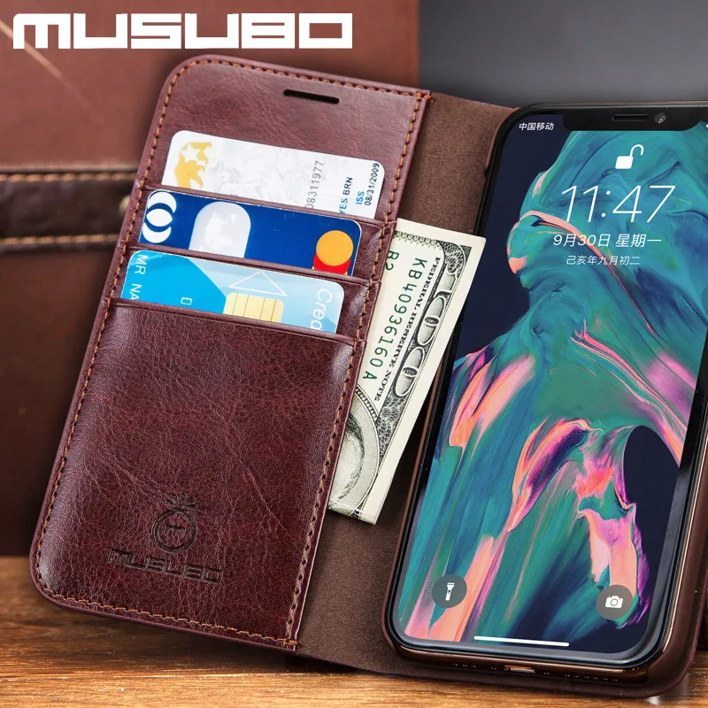 Musubo телефон Case для iPhone 7 плюс 8 плюс Натуральной Кожи Класса Люкс случаи Обложка для iphone 6 plus 6s плюс 5 5S SE Флип случаях чехол на айфон X XR Xs Max чехол на айфон 8 кожаный чехол флип бумажник чехол для