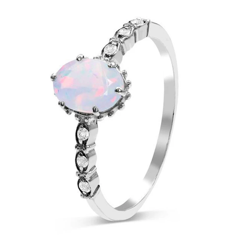 

Trendy Cute Oval Opal Crystal Micro-Inlaid Zircon Ring for Women Party Wedding Jewelry Accessories Korean Size 6-10