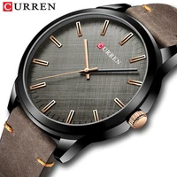 Мужские часы CURREN, модные деловые кварцевые наручные часы с кожаным ремешком, Классические мужские часы, черные простые часы