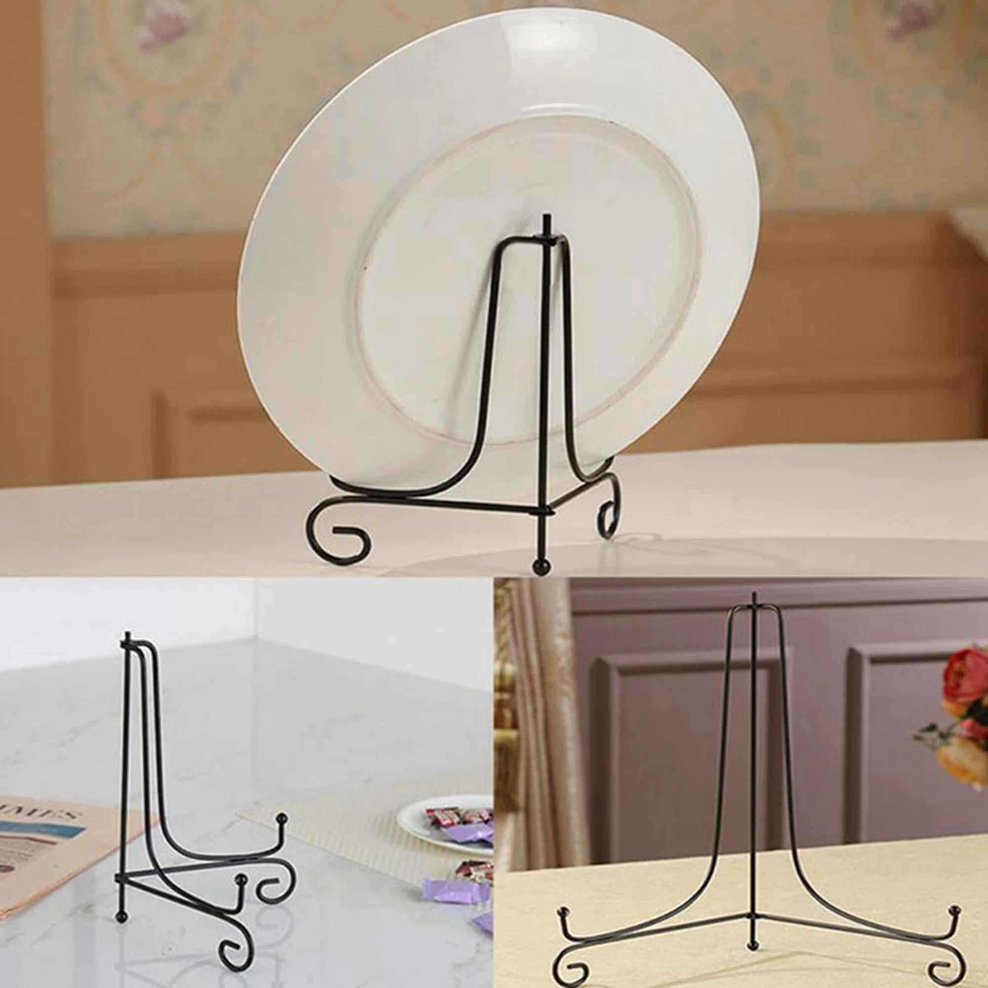 

Iron Display Stand Black Iron Easel Plate Display Photo Holder Stand, Displays Picture Frames Cookbooks Decorative Plates