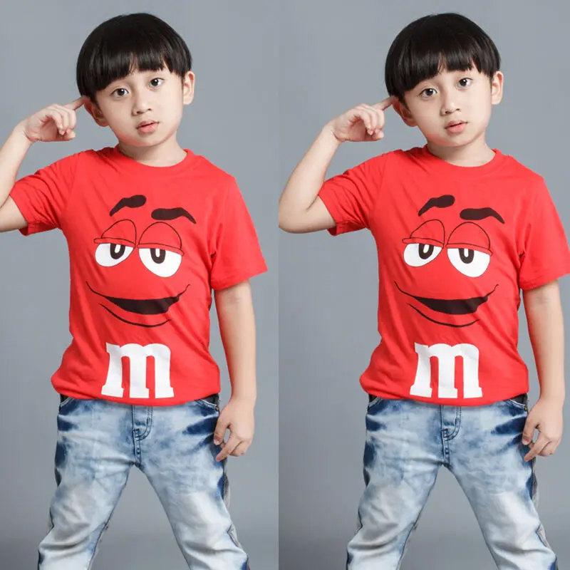 Красные футболки детские с принтом M для маленьких девочек и мальчиков топы
