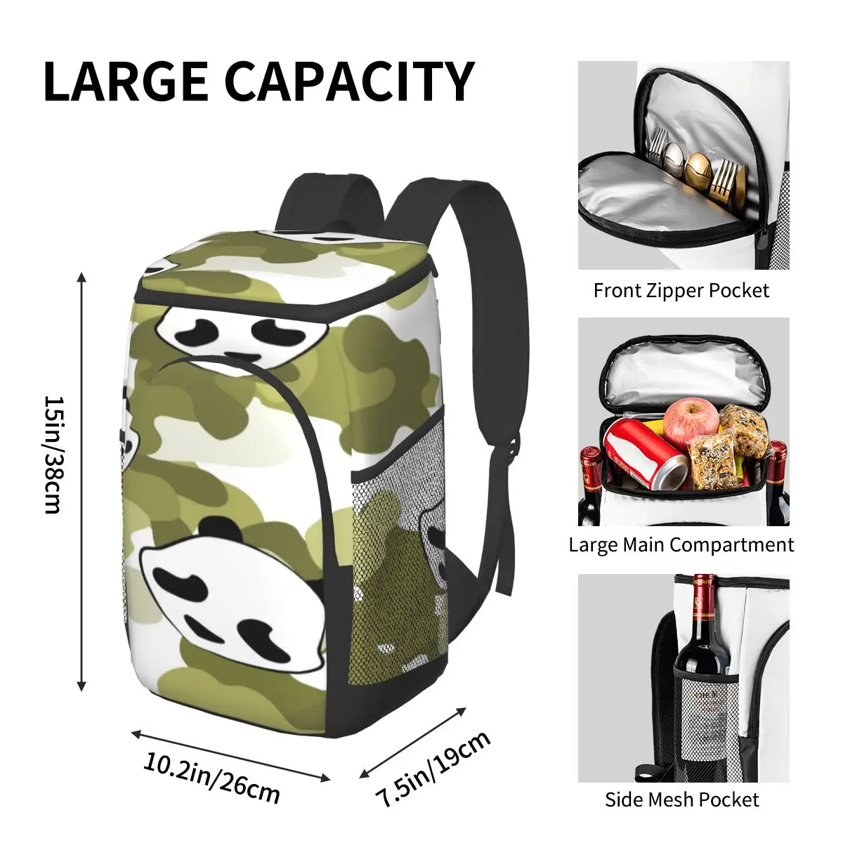 picnic cooler backpack panda bear cute camouflage animal waterproof thermo bag refrigerator fresh keeping thermal insulated bag free global shipping