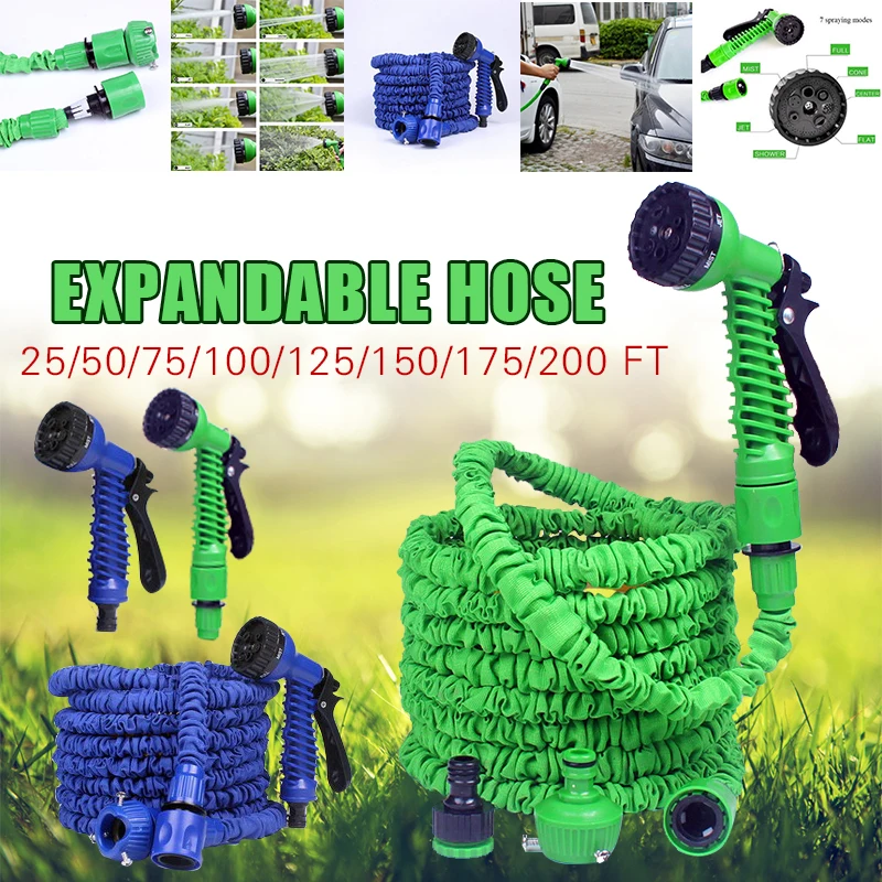 

25FT 200FT Flexible Garden Hose Expandable Magic Water Hose EU Plastic Hoses Pipe With Spray Gun To Watering Car Wash Spray