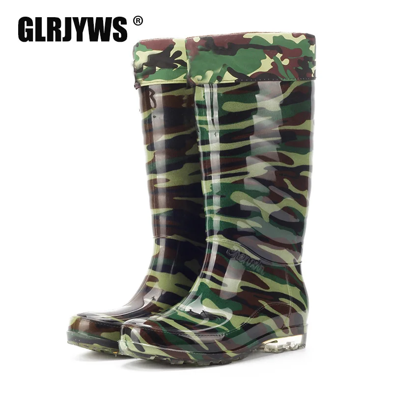 Сапоги для рыбалки с бархатной подкладкой камуфляжные высокие сапоги
