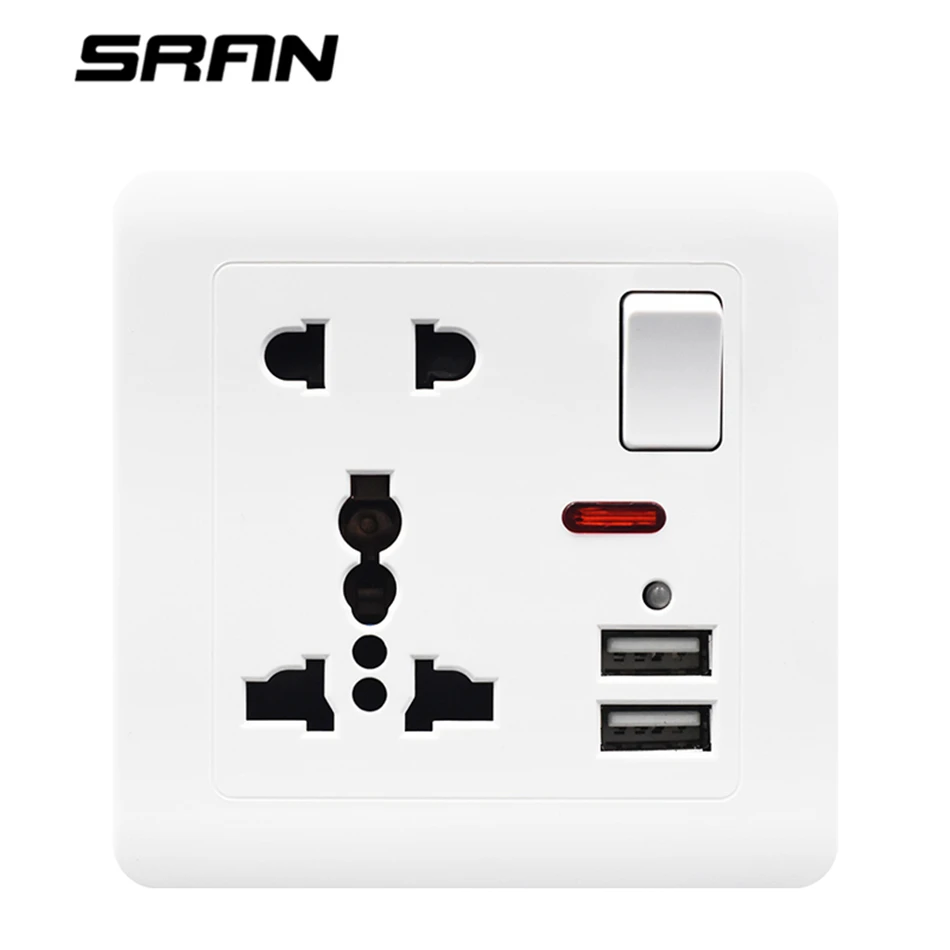 SRAN Многофункциональная Универсальная Розетка USB с 5 отверстиями домашняя розетка