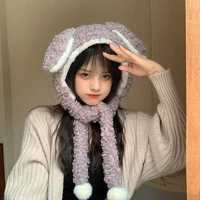 2021 new cute earmuffs cartoon plush bear rabbit ears korean version of the autumn and winter warm hat windproof beanie