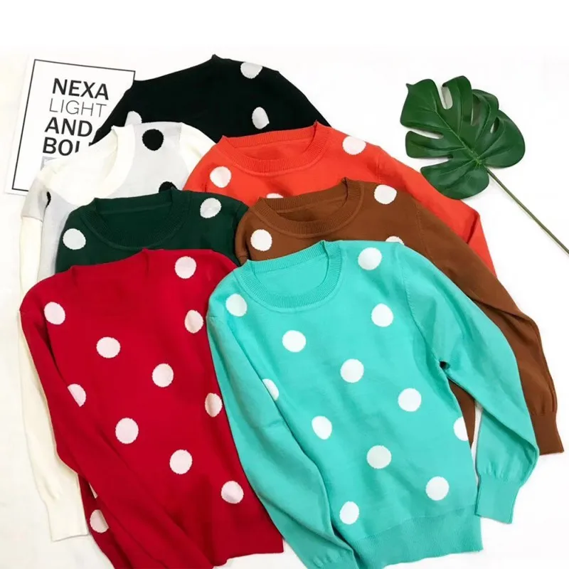 

Harajuku Style Fashion New Women Polka Dot Sweater Oversized Jumper Casual Streetwear Long Sleeve Fall Winter Cute Knitted Top