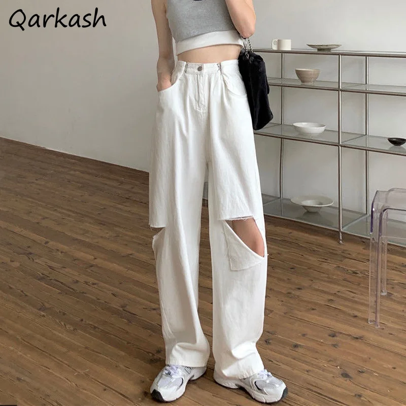 

Джинсы женские Мешковатые летние, модные брюки из денима с дырками в стиле Харадзюку, повседневные винтажные Уборные корейские Студенчески...