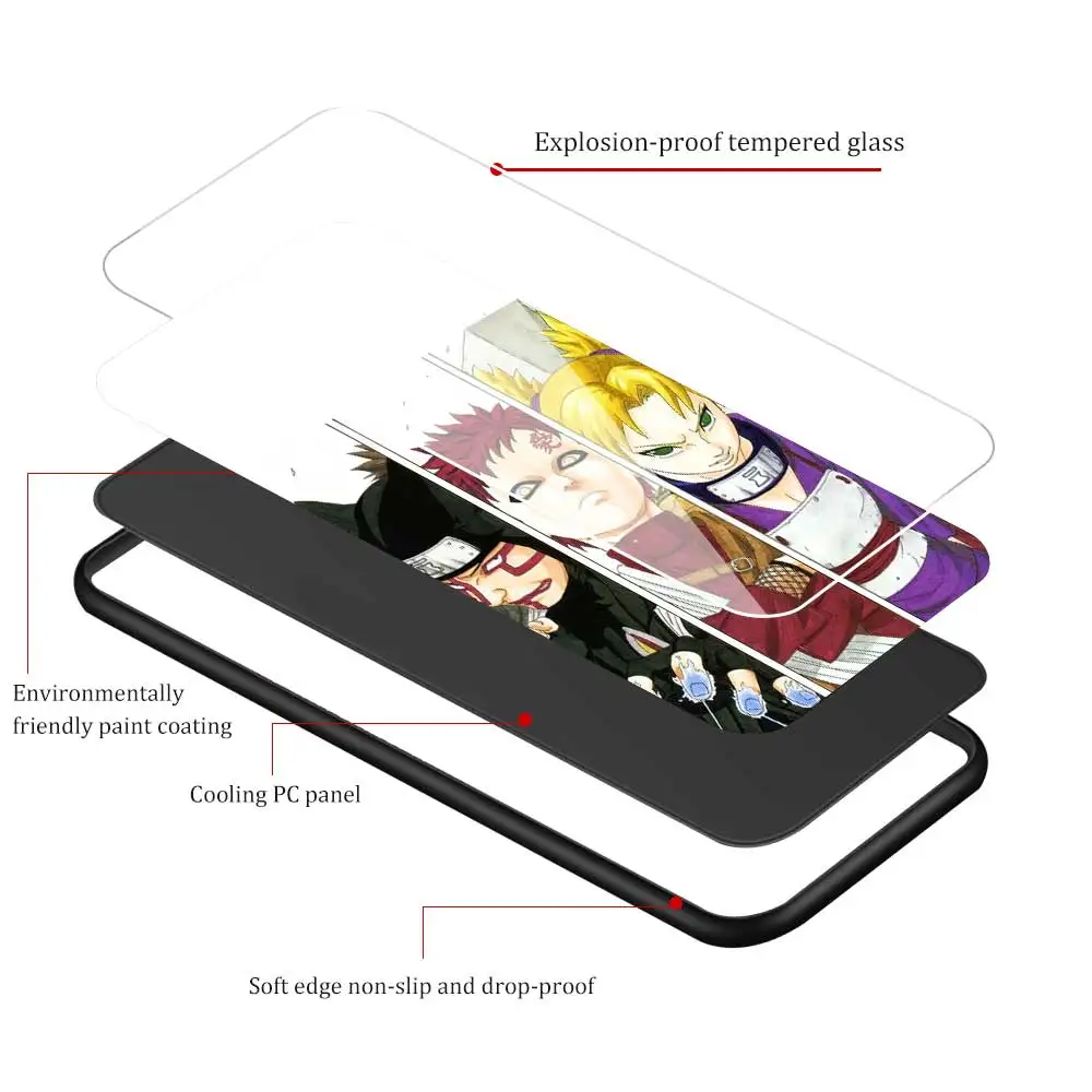 

Tempered Glass Phone Case For Samsung Galaxy Note 20 Ultra 8 9 10 Plus 5G 10 Lite Chibi Naruto Gaara Hard Back Cover Coque Funda