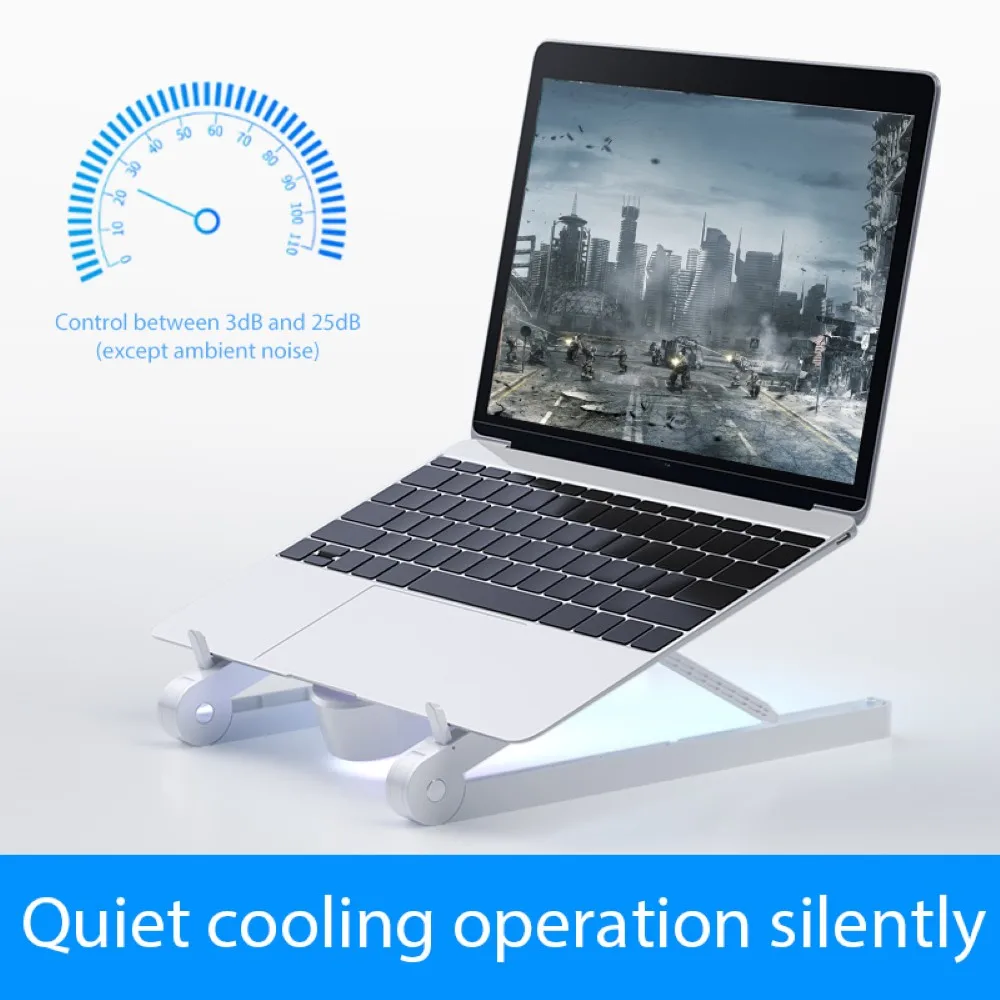 

Laptop Stand Cooling Pad Riser For Laptop Stand Support Base With 4 Fans Folding Adjustable Holder Stand With Colored Lights