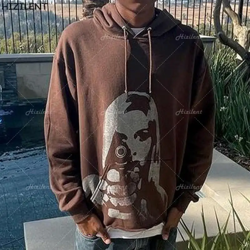 Женские толстовки с аниме принтом Y2K Осенний свитшот в стиле Харадзюку большого