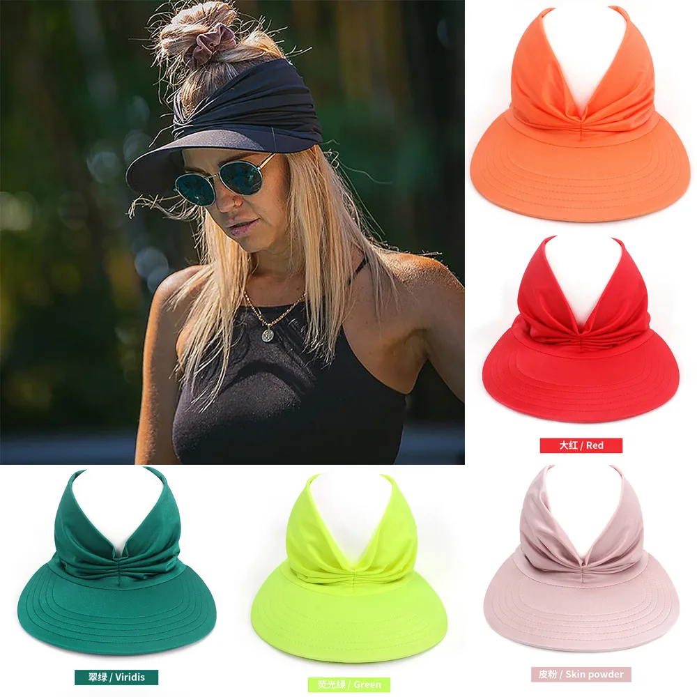 

Summer Women Men Sun Hat Candy Color Empty Top Soft Breathable Sunscreen Hat Visor Caps Bicycle Sunshade Hats