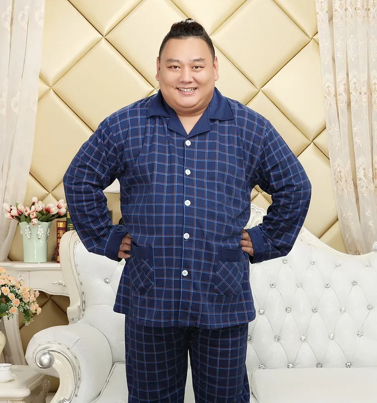 Мужской осенне-зимний хлопок 5XL XL пижамный комплект большие мягкие пижамы