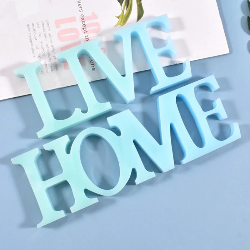 

Crystal Epoxy Resin Mold English Words LIVE HOME Listed Pendant Silicone Mould