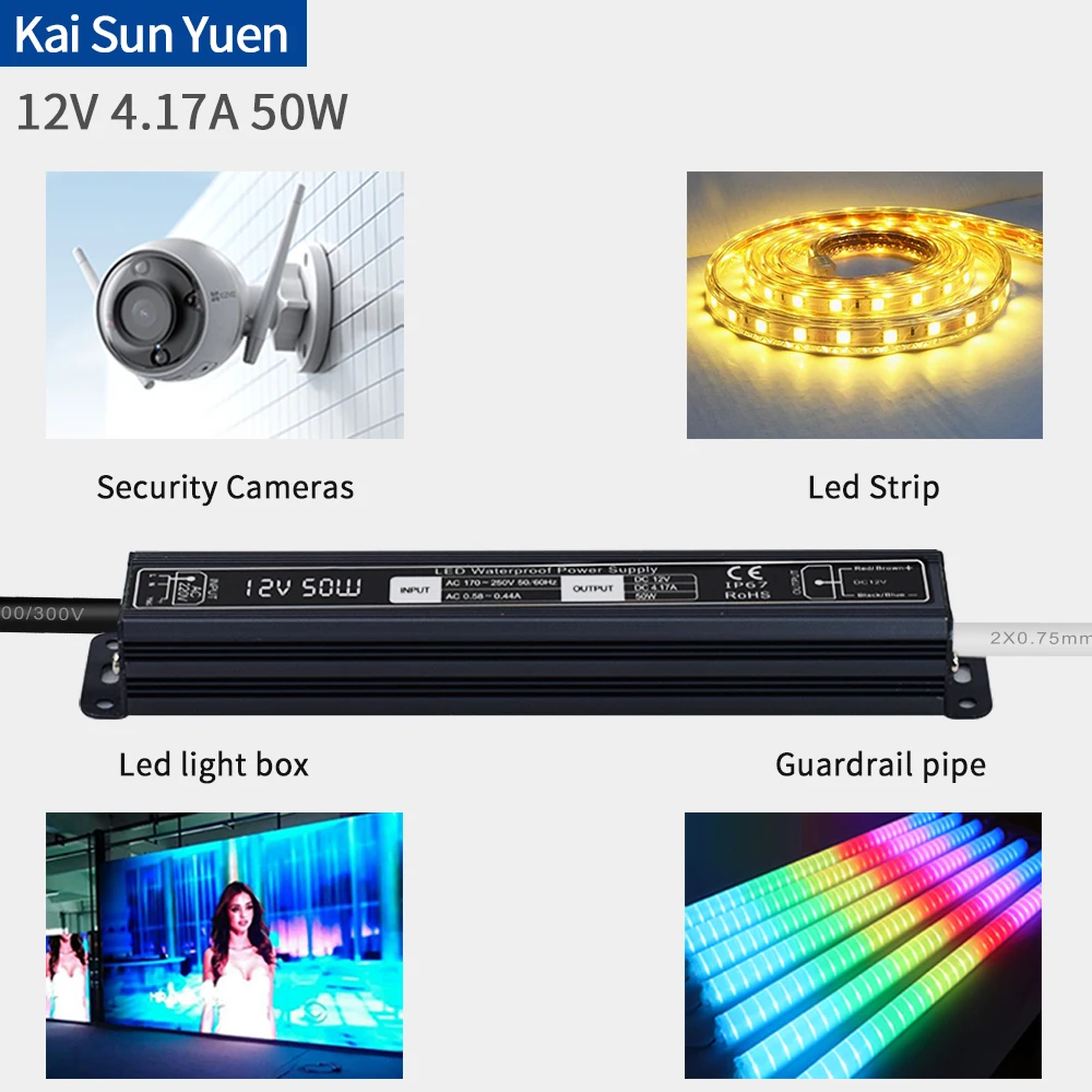 Светодиодный Водонепроницаемый переключение Питание AC220V для DC12V4.17A50W светильник