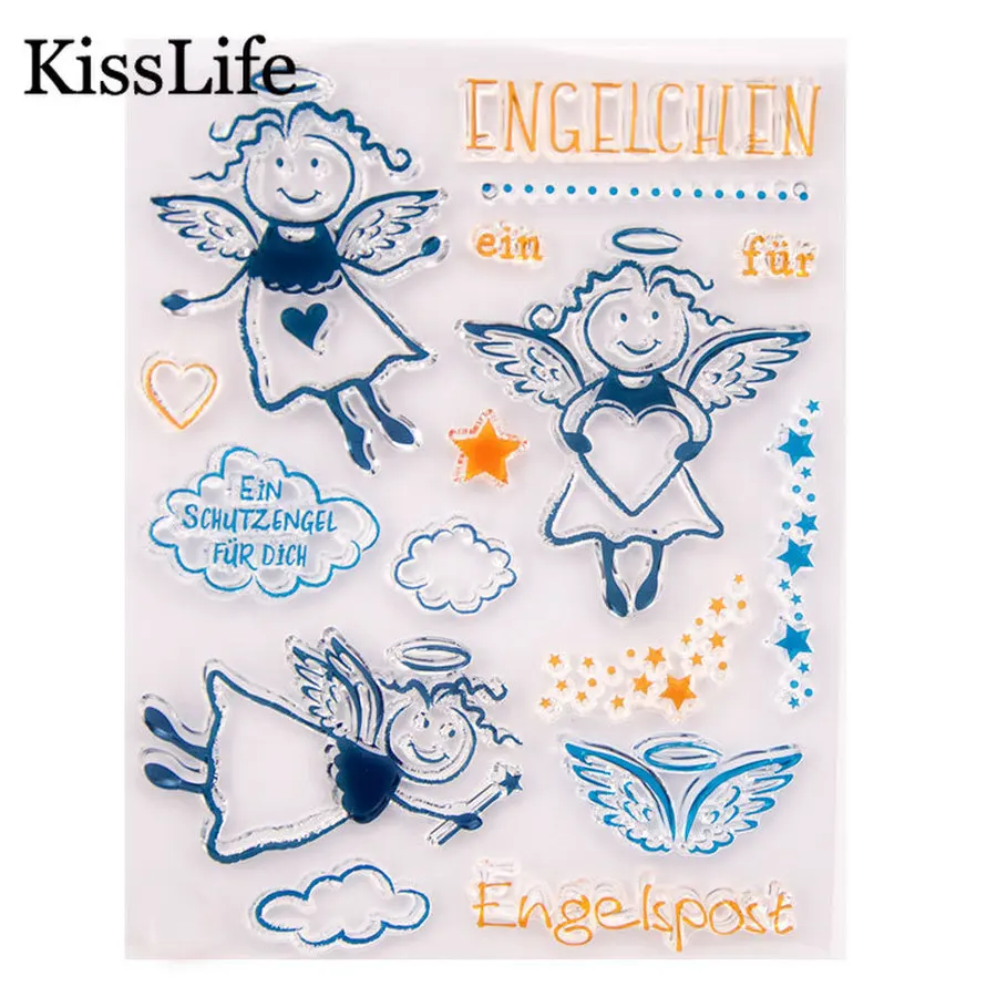 1 лист крылья ангела облака звезды буквы Резиновые Марки для скрапбукинга