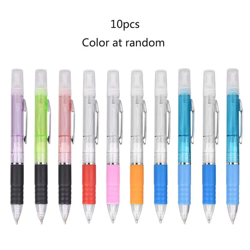 

10Pcs Spray Pen Portable Refillable Writing Spray Mister Gel Ballpoint Pens Kit Random Color