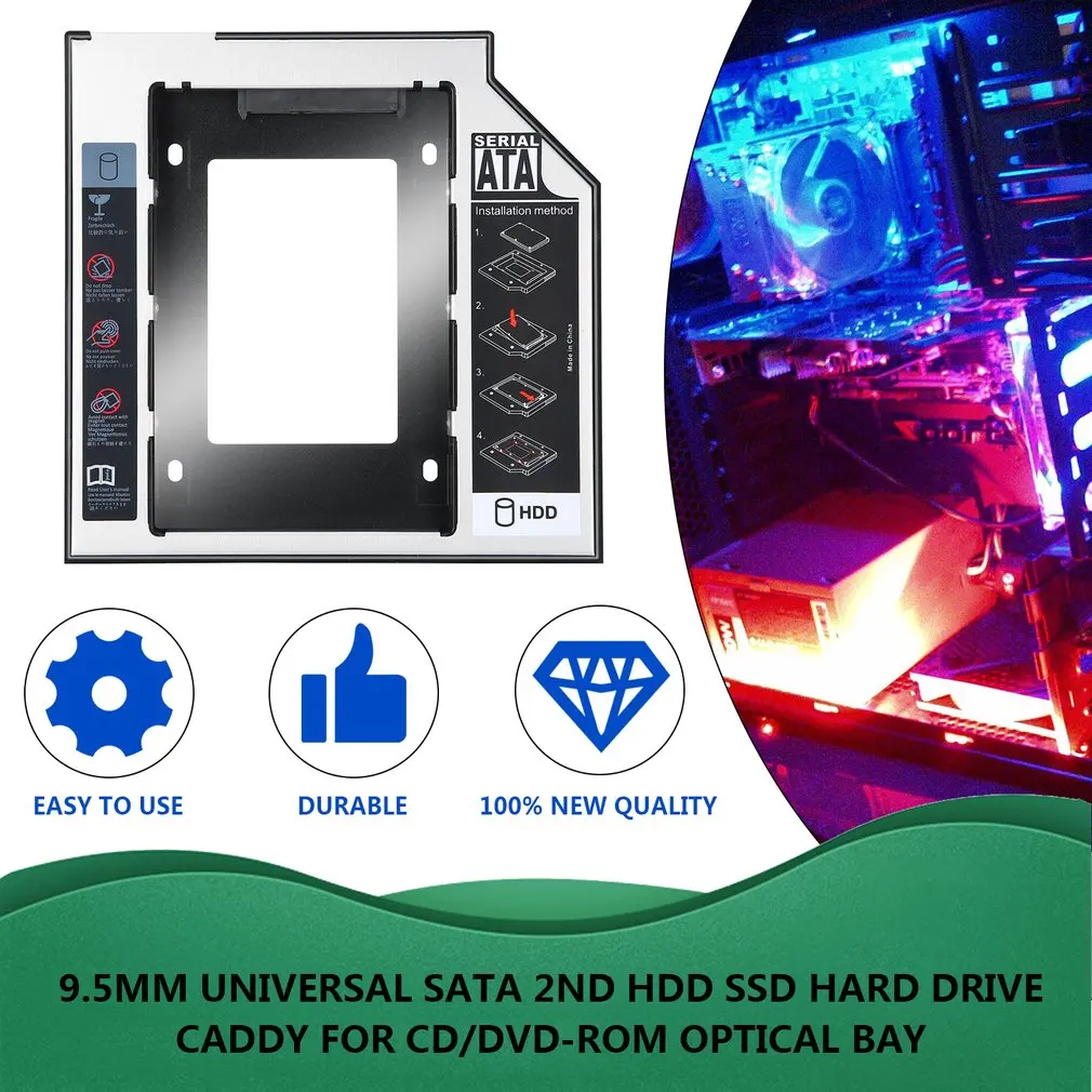 Универсальный 2 5 2nd 9 мм Ssd Hd SATA жесткий диск HDD Caddy адаптер отсек для Cd Dvd Rom