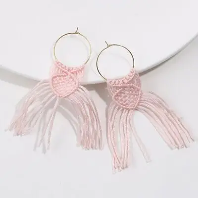 Cpop новые серьги в стиле бохо Этнические Ручной Работы Макраме модные с