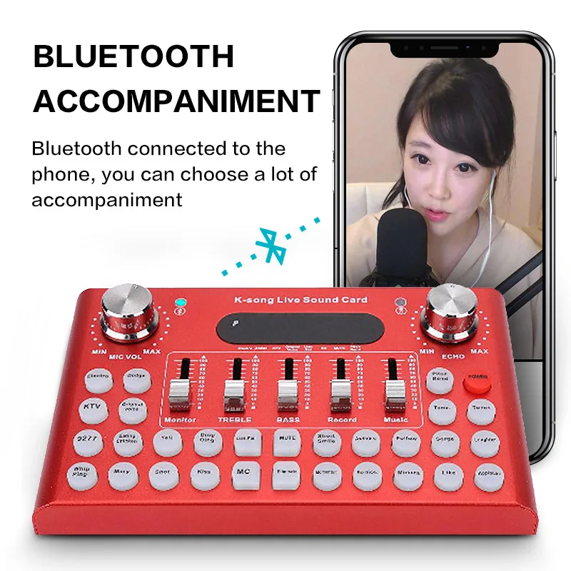 Профессиональная звуковая карта F007 микшер Bluetooth USB для ПК компьютера телефона DJ