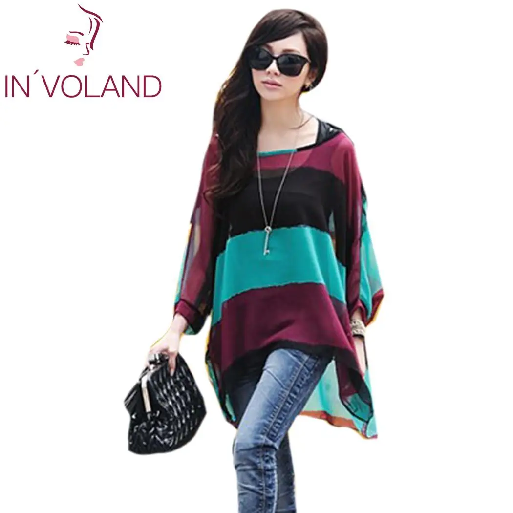 Женская Свободная блузка с рукавом летучая мышь пуловер Топ Dolman многоцветная
