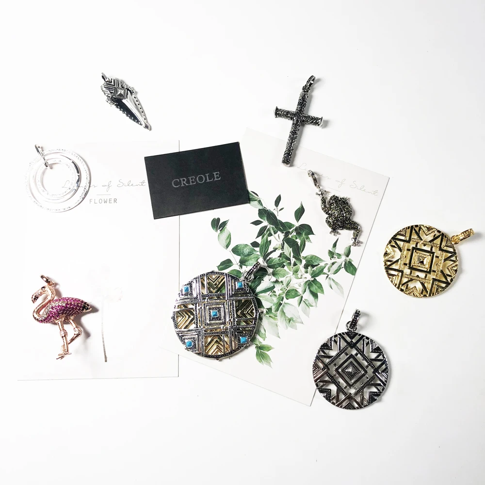 Подвеска из серебра 2019 пробы с крестом фламинго и африканским