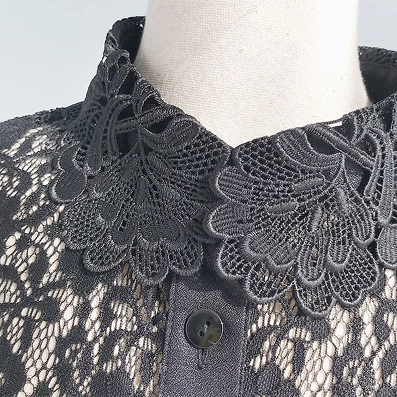 

Stylish Detachable Half Shirt Half Blouse with Floral Lace Fake Collar Elegant for Women TC21