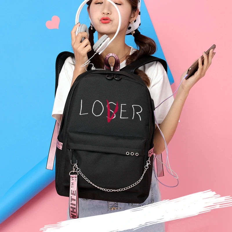 Lover Loser большие школьные сумки для девочек подростков рюкзак с зарядкой через Usb