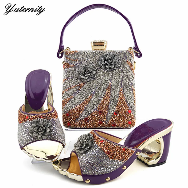 2020 г. Элегантный комплект из женской обуви и сумочки в итальянском стиле