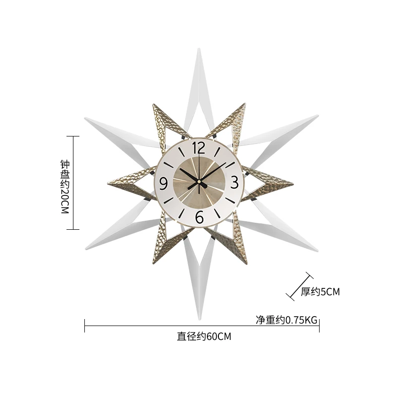 

Fashion Gold White Wall Clock Living Room Modern Simple Household Art Mute Clock Wall Decoration Creative Light Luxury Nordic