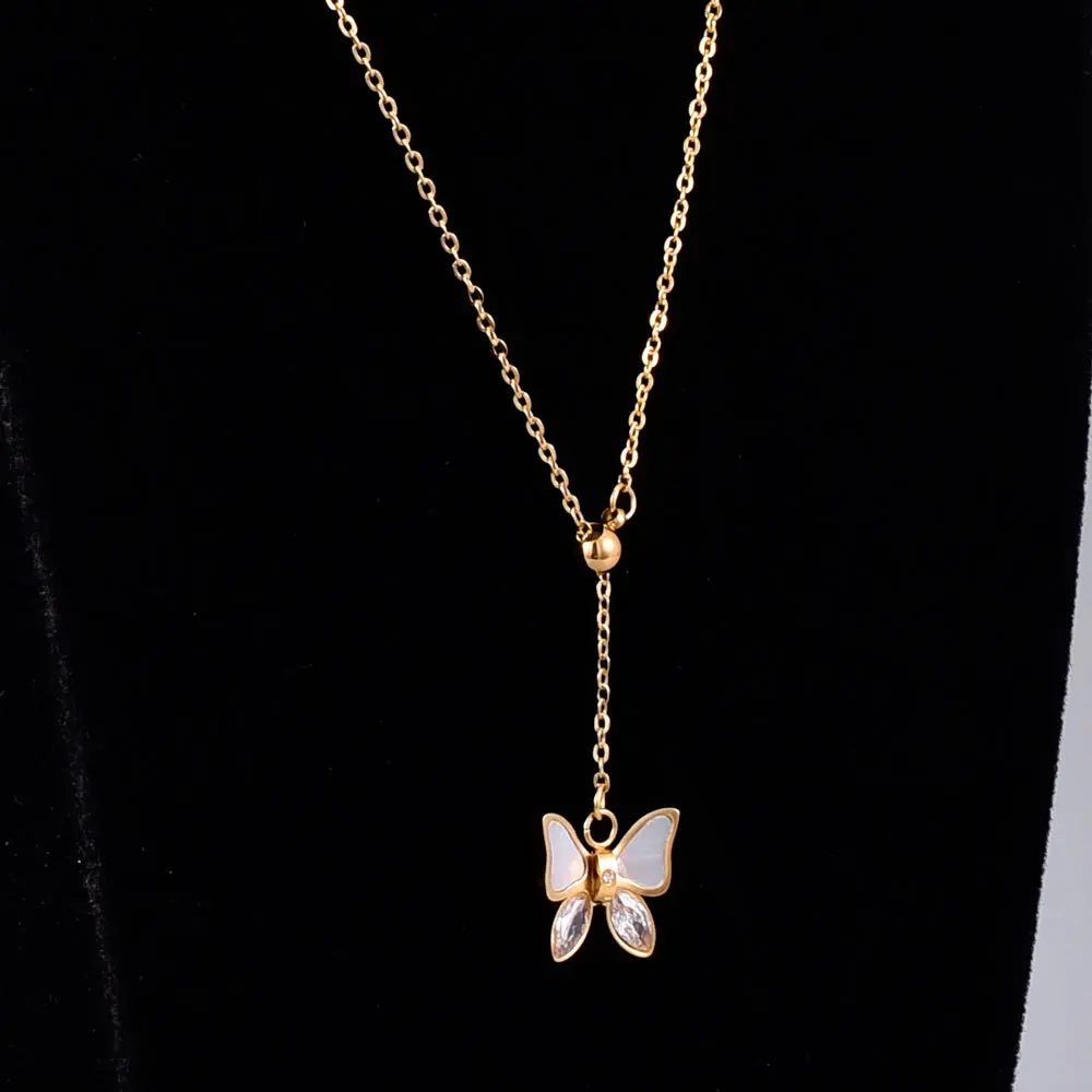 

Amaiyllis 18k Gold Shell Butterfly Clavicle Necklace Pendant Y Necklace Handmade Choker Boho Collier Femme Kolye Collares Women