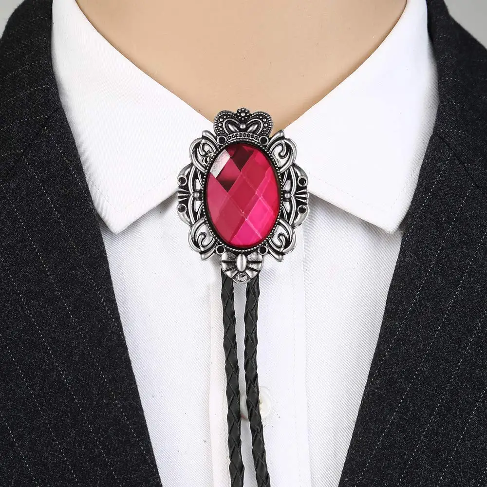 Черный розовый белый красный синий галстук Rhinstone Crown bolo для мужчин индийский
