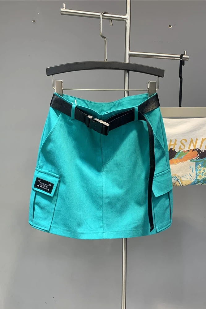 

Leisure Cargo Skirt Korean Style Women's Clothing 2021 Summer New High Waist Loose and Slimming A- line Skirt