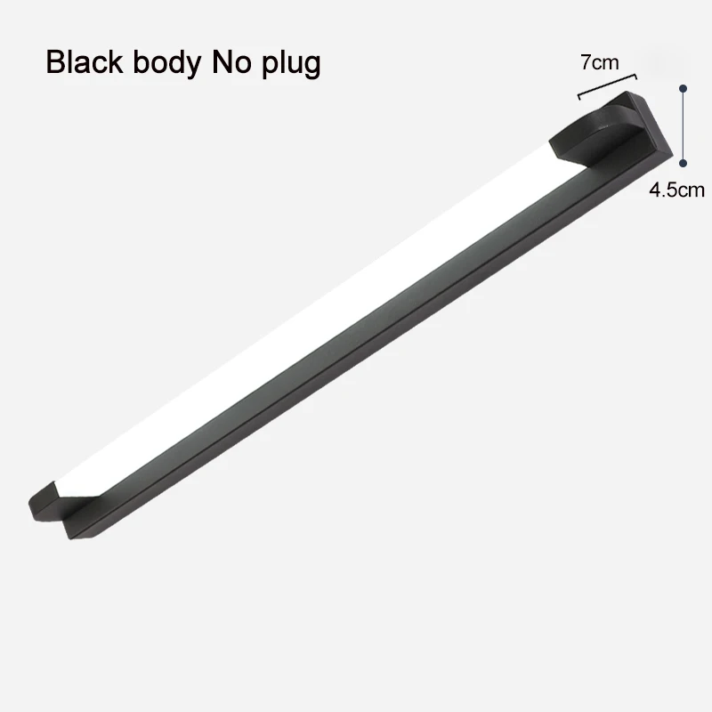 Black body No plug Настенный светильник для ванной комнаты, светодиодный светильник-зеркало, водонепроницаемый, 7 Вт-20 Вт, переменный ток, 220 В, 110 В, светодиодный светильник, современный настенный светильник для ванной комнаты, светильник ing ZJQ0003 - Цвет абажура: Black body No plug