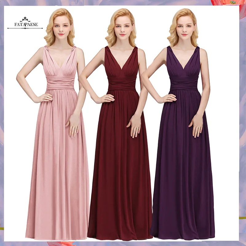 

FATAPAESE шифоновые вечерние платья до пола Свадебная одежда для невесты Выпускные платья с V-образным вырезом вечернее платье