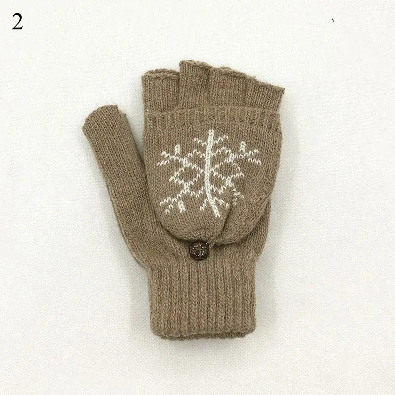

1 Pairs Half Finger Gloves Solid Color Artificial Wool Soft Elastic Christmas Deer Warm Thicken Twist Knit Fingerless Gloves