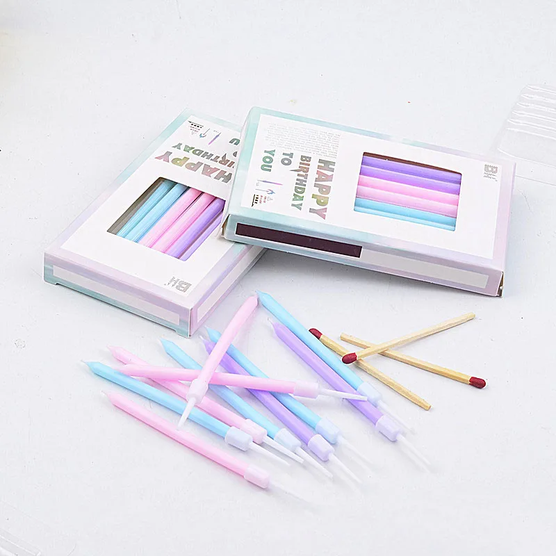 

10/8PCS/Bag Rainbow Long Pencil Cake Candle Safe Flames Kids Birthday Party Wedding Cake Candle Home Decoration Favor Supplies