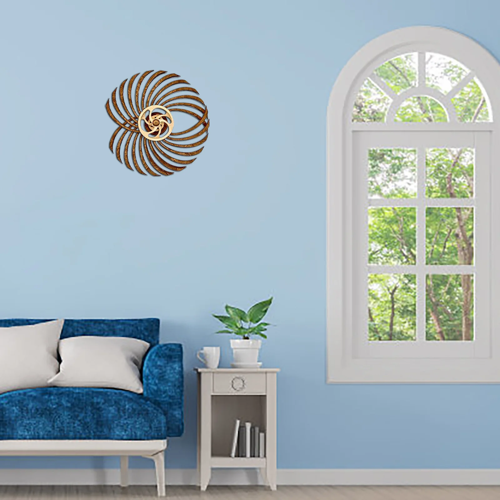 Escultura cin&eacute;tica el&eacute;ctrica para el hogar, molinillo de viento giratorio de madera, adorno decorativo para pared-3