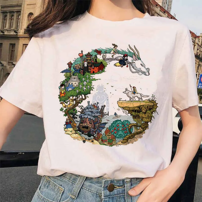 

Totoro Spirited Away Studio Ghibli femme t shirt Japanese women ulzzang tshirt Anime Miyazaki Hayao female t-shirt harajuku 90s