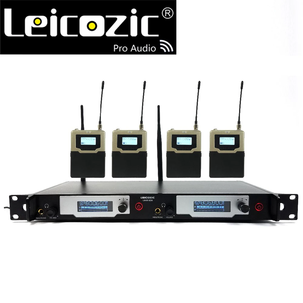 Leicozic беспроводная система контроля в ушах UHF IEM мониторинга сцены L9400 4 приемника