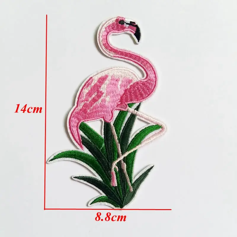 2PCS/lot 8.8cm*14cm Flamingos Patch Badge Iron On Cartoon Patches Cheap Cute Sewing Embroidered For Kids Clothes Appliq - купить по